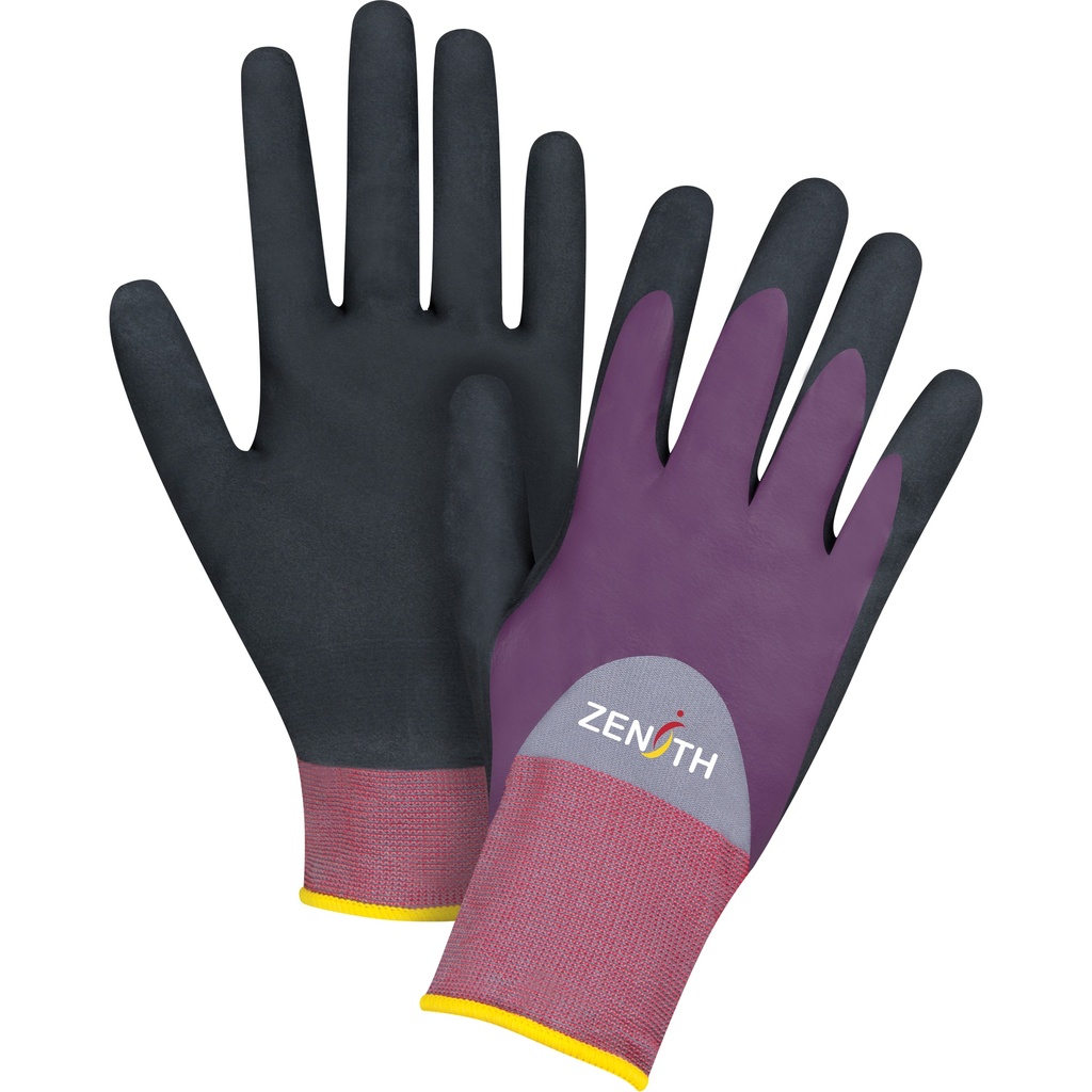 [ZEN-SDP446] Gants enduits de première qualité ZX-2 taille Grand/9 Nylon paume enduite de Nitrile/Mousse de nitrile