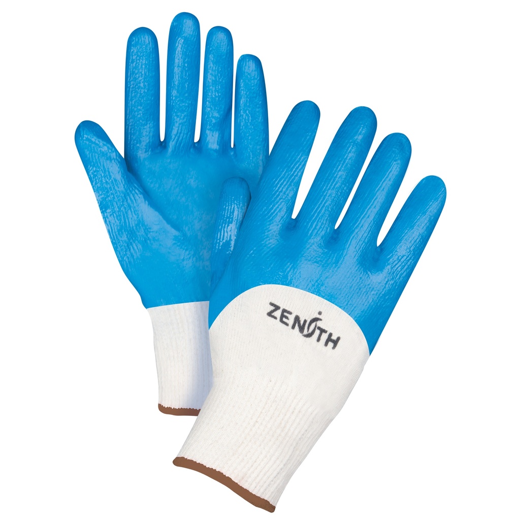[ZEN-SAM648] Gants enduits et tricotés sans coutures de poids moyen taille Grand/9 Coton paume enduite de Nitrile