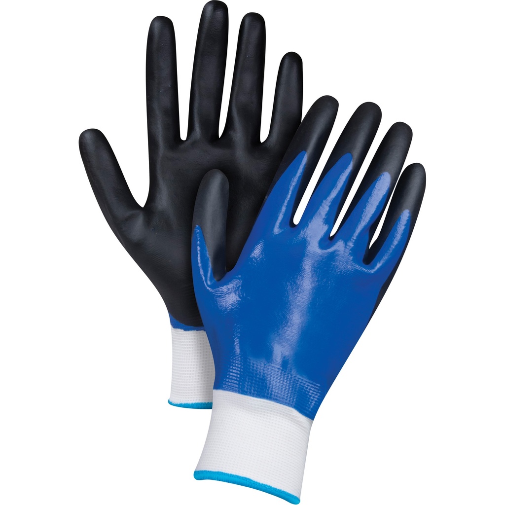 Gants enduits noir & bleu taille Petit Nylon paume enduite de Mousse de nitrile