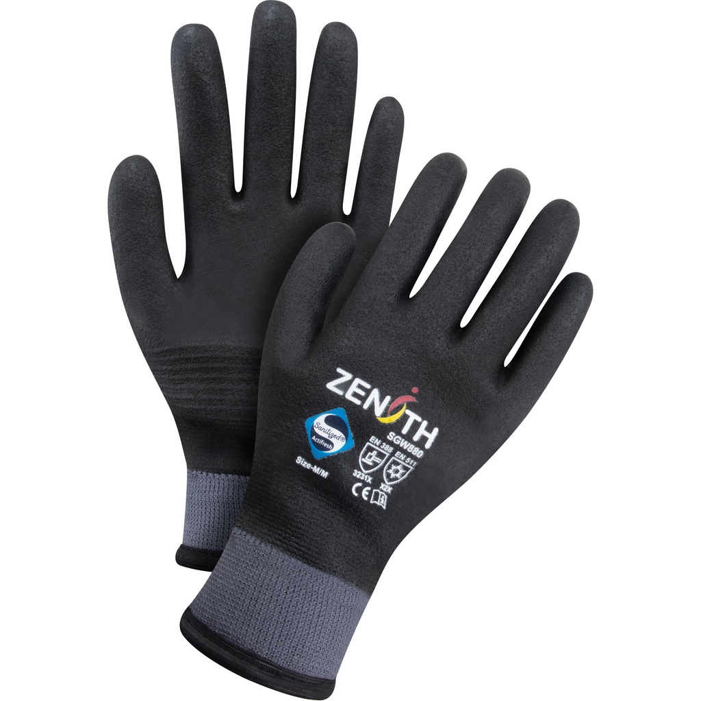 [ZEN-SGW883] Gants enduits ZX-30° de première qualité taille 2T-Grand Nylon paume enduite de Mousse de PVC doublure Acrylique