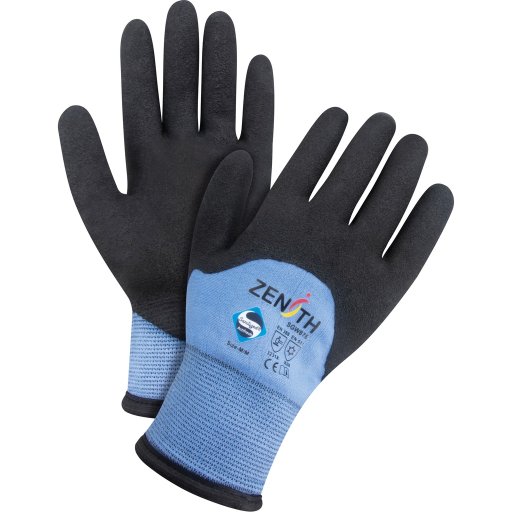 [ZEN-SGW876] Gants enduits ZX-30° de première qualité taille Moyen Nylon paume enduite de Mousse de PVC doublure Acrylique
