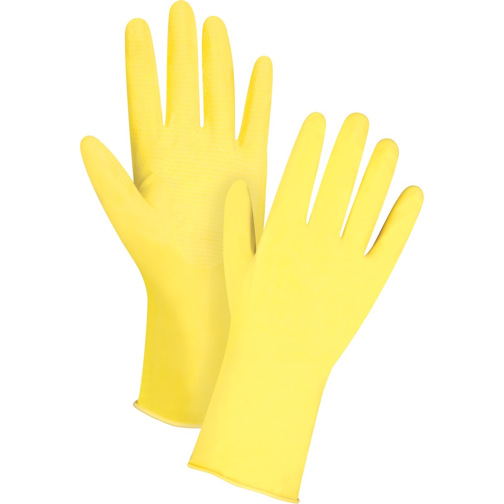[ZEN-SHF673] Gants jaune canari résistants aux produits chimiques taille 10 Latex poignet Droit doublure Ouatée