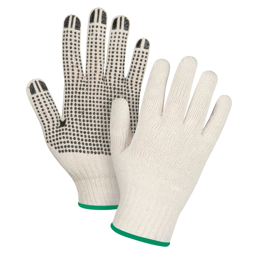 Gants légers tricotés à pois taille Moyen Poly/coton paume enduite de Un côté