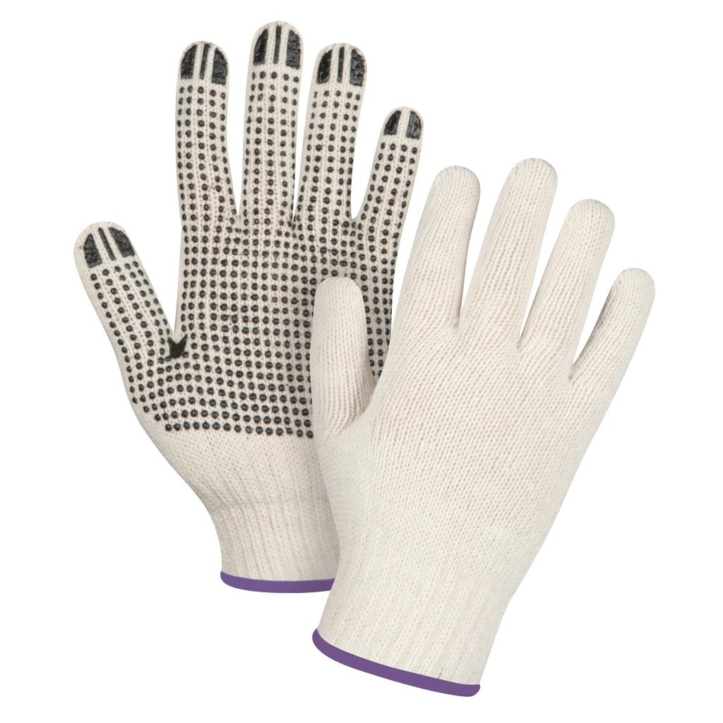 Gants légers tricotés à pois taille T-petit Poly/coton paume enduite de Un côté