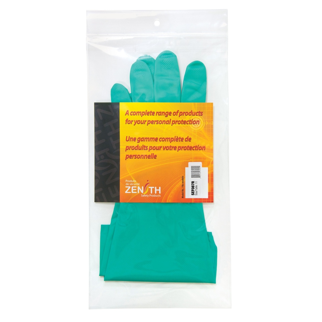 [ZEN-SEF087R] Gants résistants aux produits chimiques à prise en losange taille 2T-Grand Nitrile poignet Droit doublure Ouatée