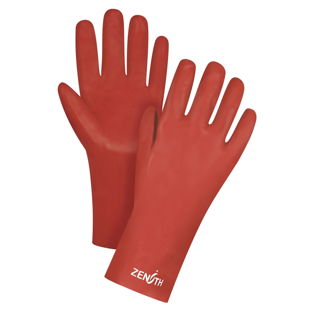 [ZEN-SEE804] Gants rouges à fini doux résistants aux produits chimiques taille Taille unique/9 PVC poignet Manchette doublure Interlock