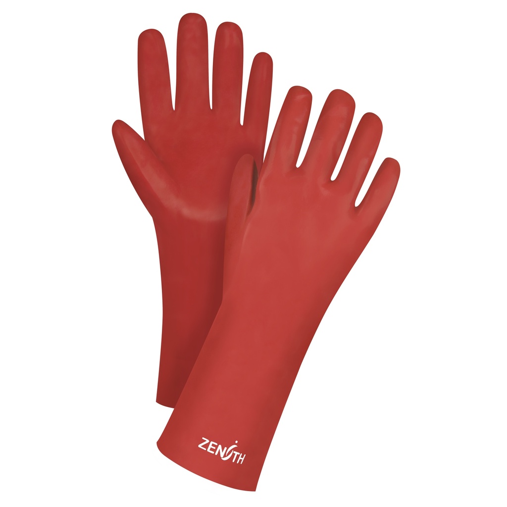 Gants rouges à fini doux résistants aux produits chimiques taille Taille unique/9 PVC poignet Manchette doublure Interlock