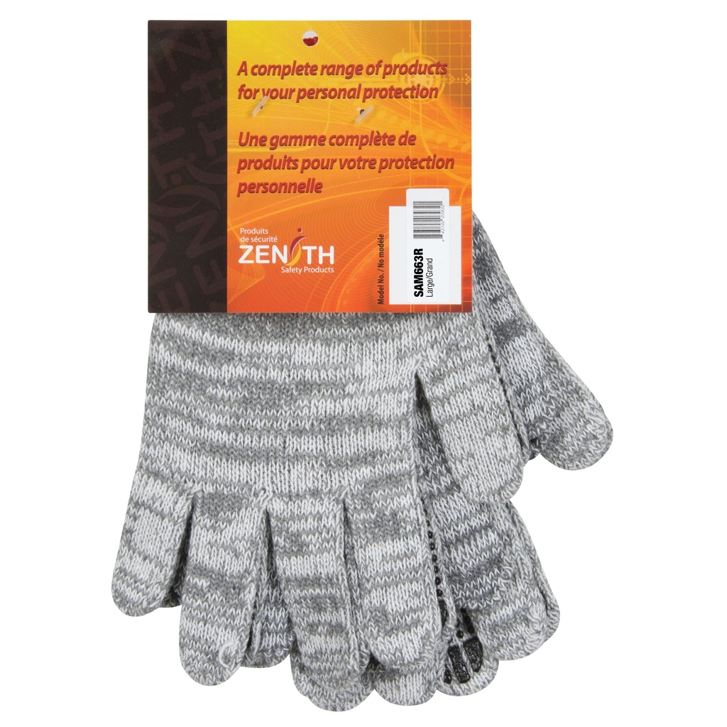 [ZEN-SAM663R] Gants tricotés à pois taille Grand Poly/coton paume enduite de Un côté
