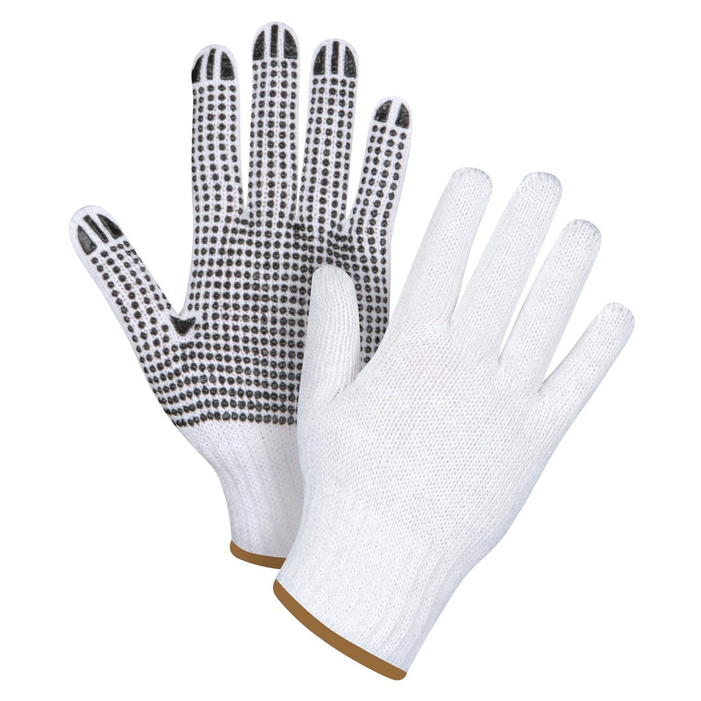 Gants tricotés à pois taille Grand Poly/coton paume enduite de Un côté