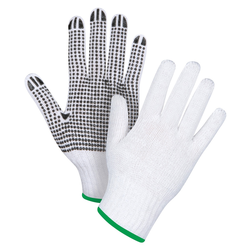 Gants tricotés à pois taille Moyen Poly/coton paume enduite de Un côté
