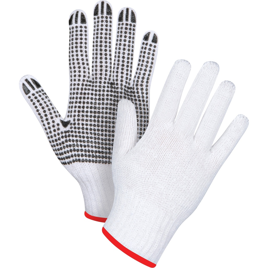 Gants tricotés à pois taille Petit Poly/coton paume enduite de Un côté