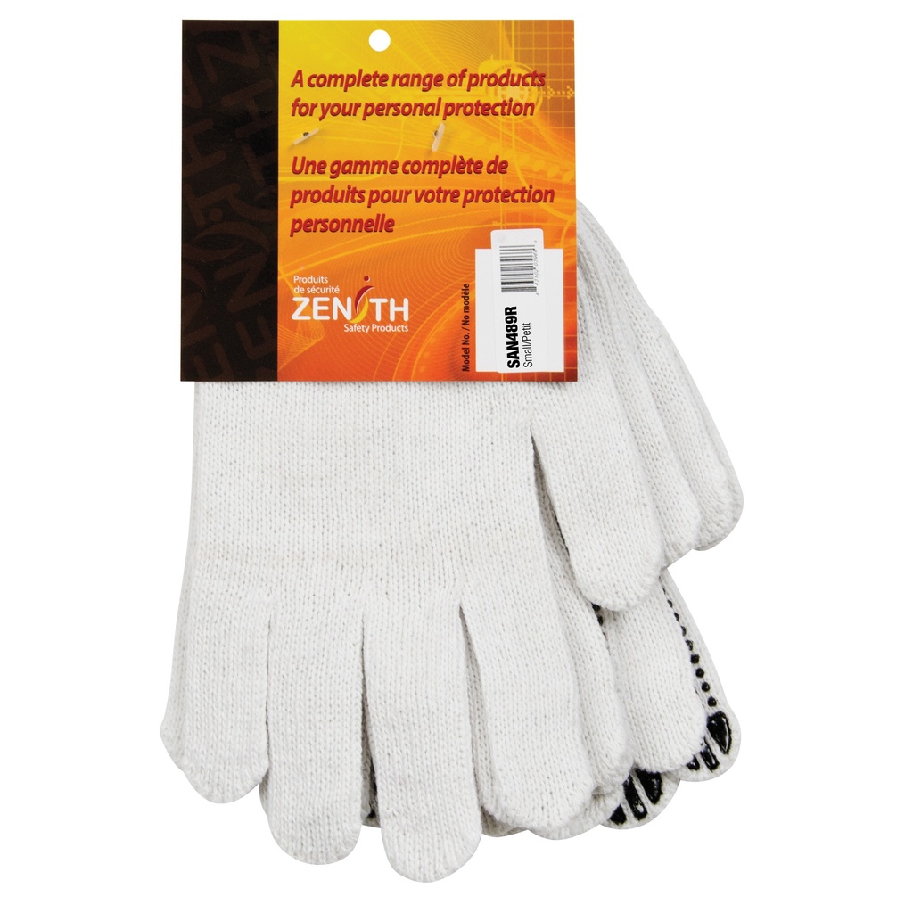[ZEN-SAN489R] Gants tricotés à pois taille Petit Poly/coton paume enduite de Un côté