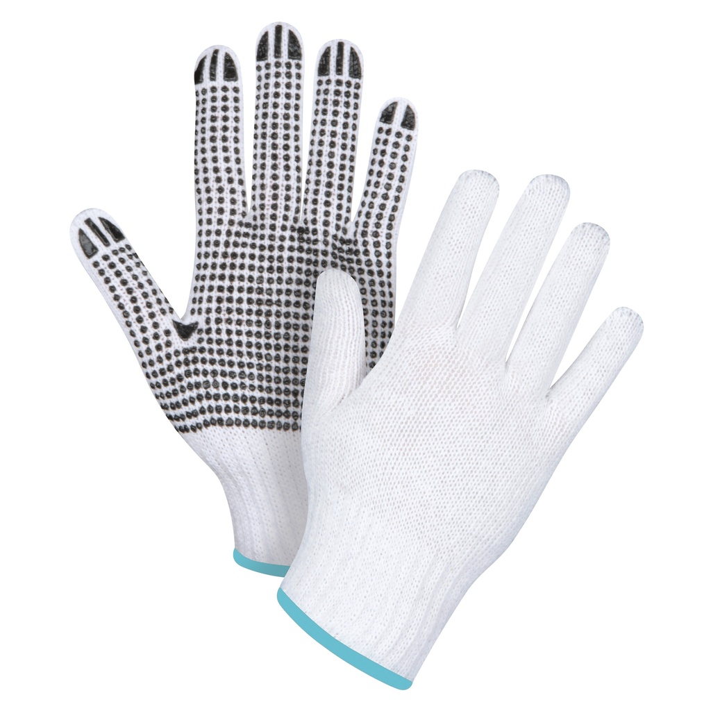 Gants tricotés à pois taille T-Grand Poly/coton paume enduite de Un côté