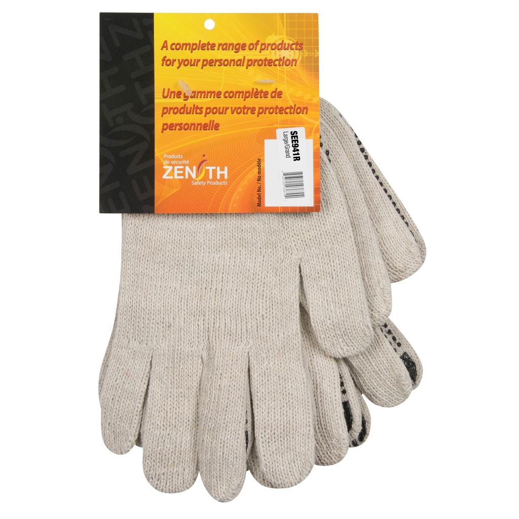 [ZEN-SEE941R] Gants tricotés de poids lourd taille Grand Poly/coton paume enduite de Un côté