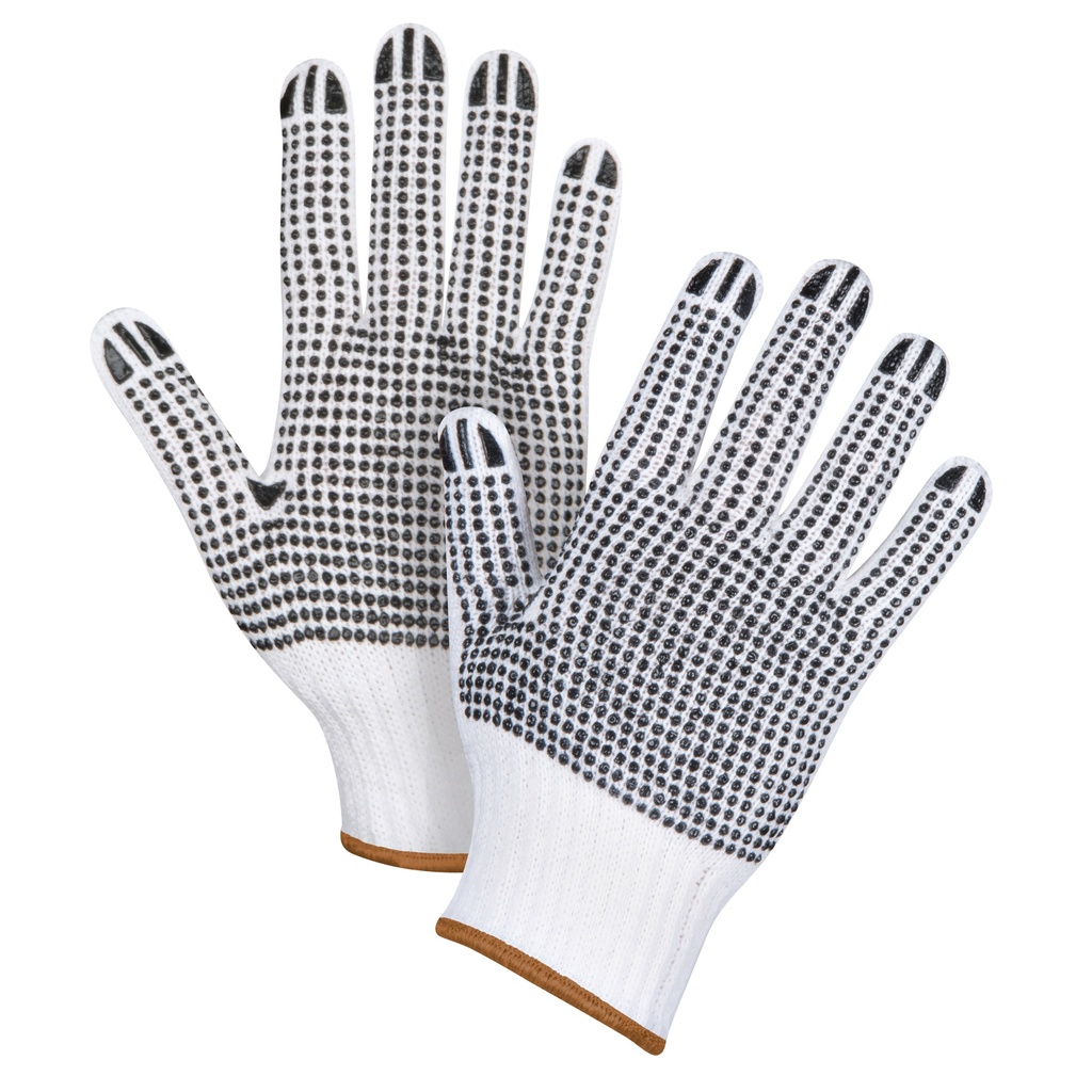 Gants tricotés deux côtés à pois taille Grand Poly/coton paume enduite de Deux côtés