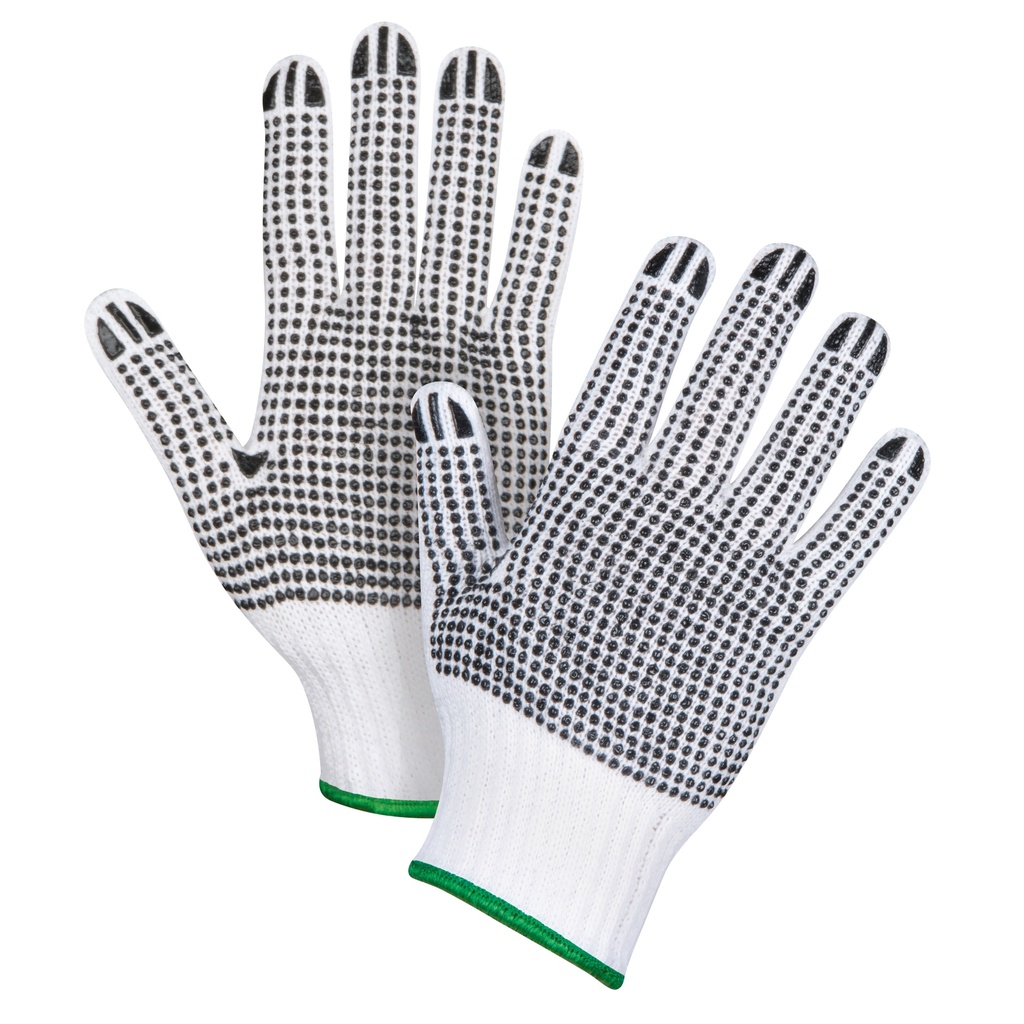 Gants tricotés deux côtés à pois taille Moyen Poly/coton paume enduite de Deux côtés