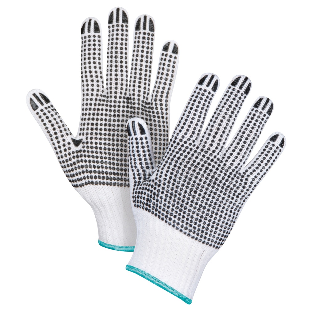 Gants tricotés deux côtés à pois taille T-Grand Poly/coton paume enduite de Deux côtés