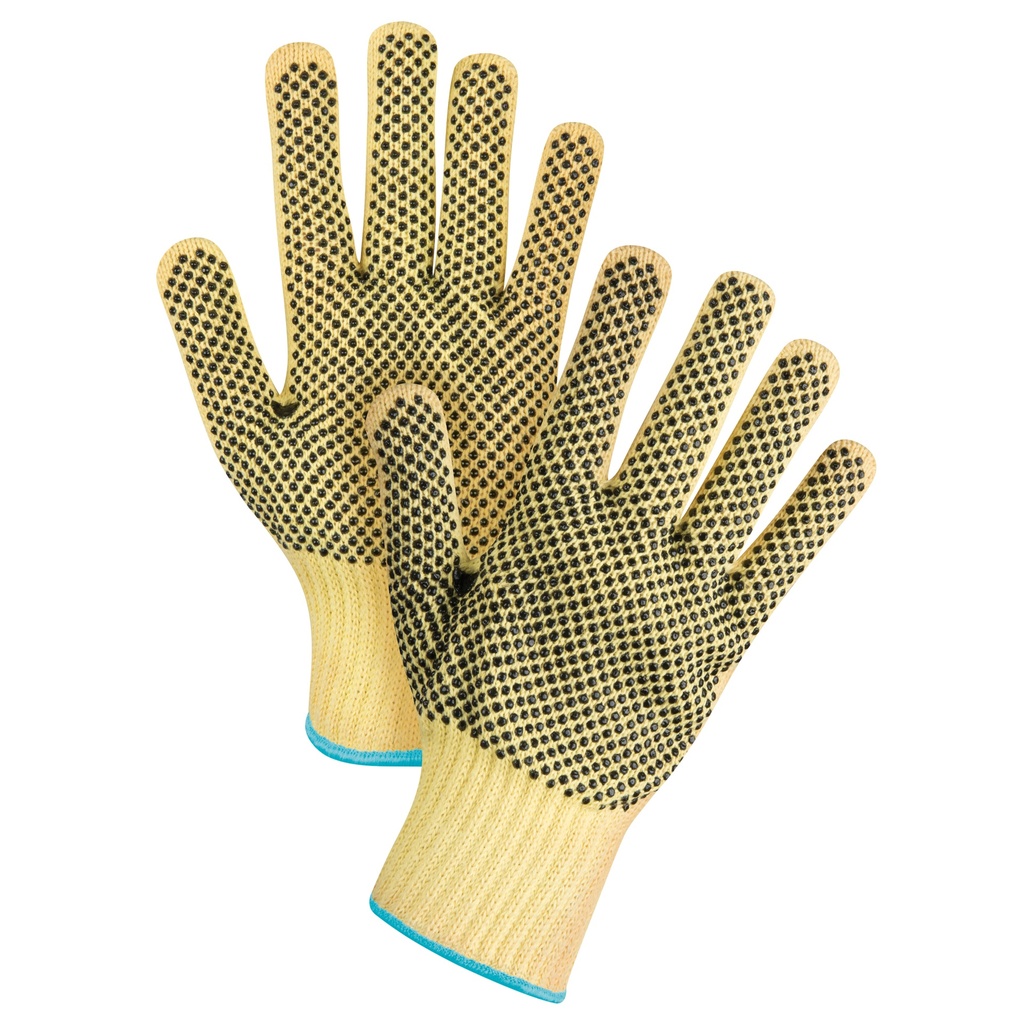 [ZEN-SFP803] Gants tricotés deux côtés, sans couture, à pois taille T-Grand/10 Kevlar(MD) paume enduite de PVC