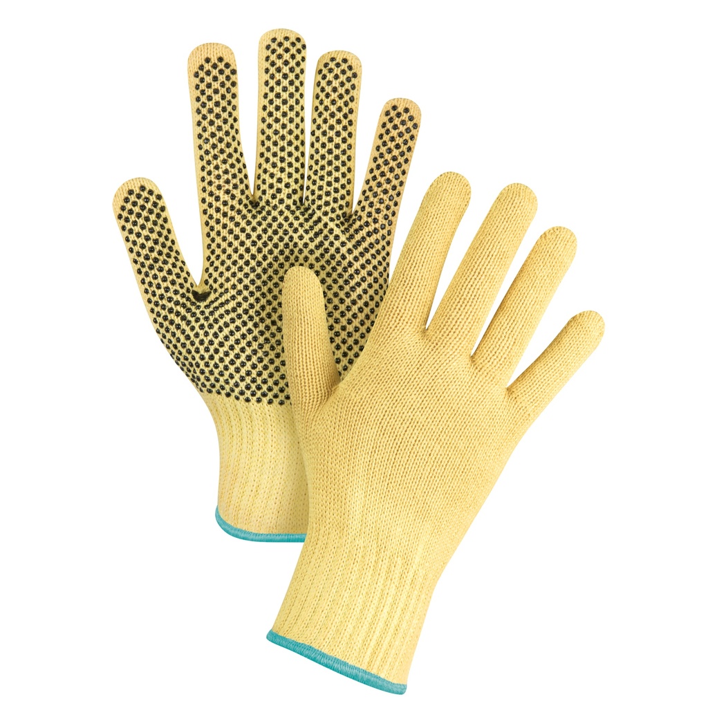 Gants tricotés sans couture à pois taille T-Grand/10 Kevlar(MD) paume enduite de PVC