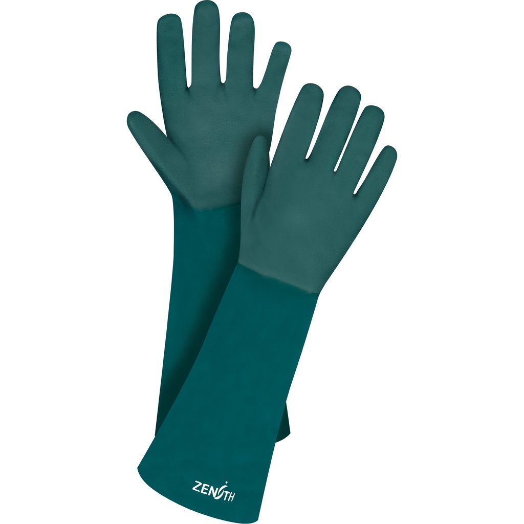 [ZEN-SEE802] Gants verts à double enduit taille Taille unique PVC poignet Manchette doublure Jersey de coton