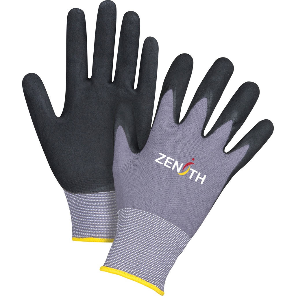 [ZEN-SDP441] Gants ZX-1 de première qualité compatibles avec les écrans tactiles taille Grand/9 Nylon paume enduite de Nitrile/Mousse de nitrile