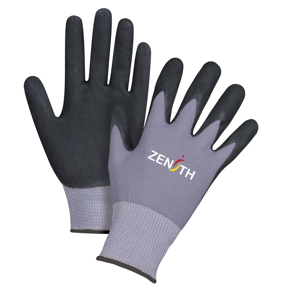[ZEN-SDP442] Gants ZX-1 de première qualité compatibles avec les écrans tactiles taille T-Grand/10 Nylon paume enduite de Nitrile/Mousse de nitrile
