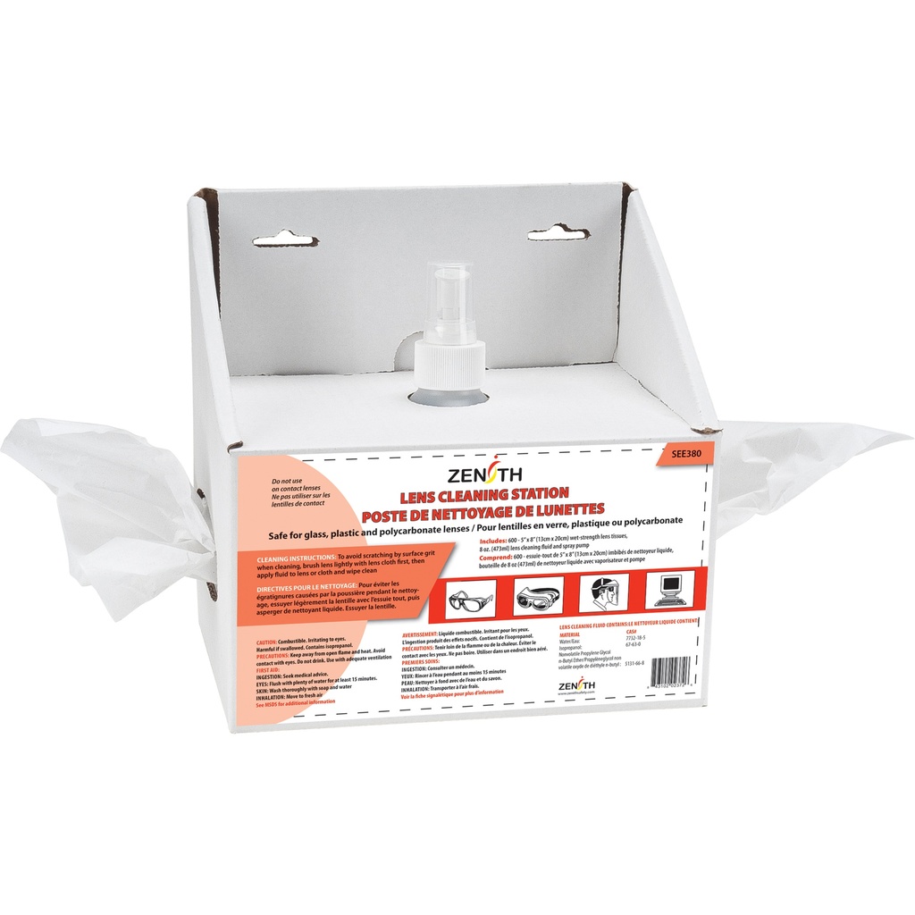 [ZEN-SEE380] Poste de nettoyage de lunettes avec lingettes et nettoyant 8 oz