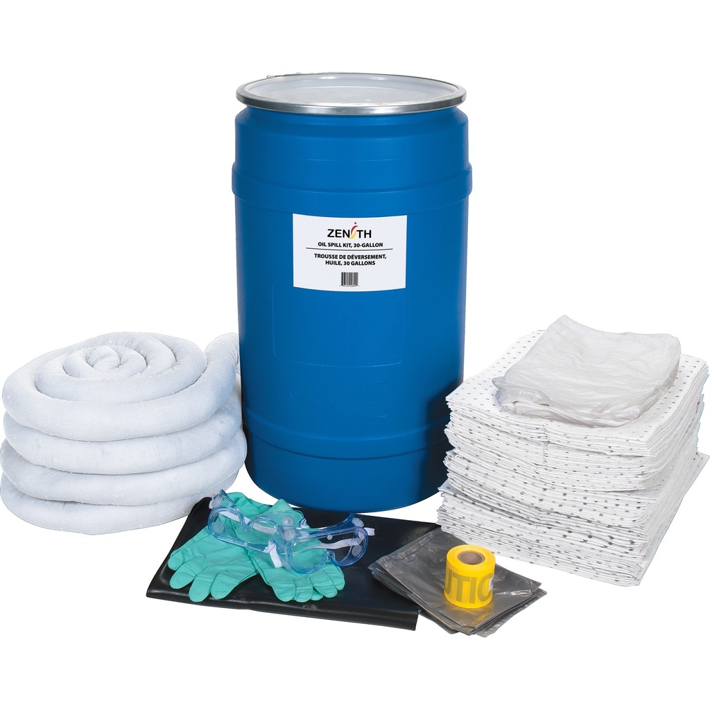 [ZEN-SEJ275] Trousse de déversement premium pour huiles capacité 30 gal. avec baril