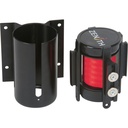 Barrière de foule à ruban rétractable magnétique, fixation murale, noir ruban rouge de 7'