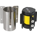Barrière de foule à ruban rétractable magnétique, fixation murale, acier inoxydable ruban jaune de 7'