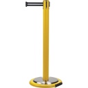 Barrière de foule sur pied avec ruban rétractable acier ruban noir/blanc de 7'