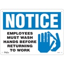 Enseigne «Employees Must Wash Hands» Aluminium 14" x 10"