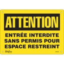 Enseigne «Entrée Interdite Sans Permis» Plastique 10" x 7"