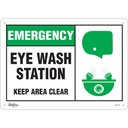 Enseigne «Eye wash Station Keep Area Clear» Aluminium 14" x 10"