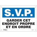 Enseigne «Garder cet Endroit Propre» Aluminium 10" x 7"