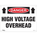 Enseigne «High Voltage Overhead» Aluminium 14" x 10"