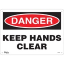 Enseigne «Keep Hands Clear» Aluminium 14" x 10"