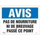 Enseigne «Pas de Nourriture» Vinyle 14" x 10"