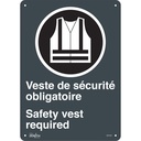 Enseigne «Port du dossard obligatoire/Safety Vest Required» Aluminium 10" x 14"