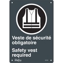 Enseigne «Port du dossard obligatoire/Safety Vest Required» Plastique 7" x 10"