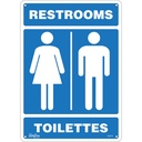 Enseigne «Restrooms - Toilettes» Plastique 10" x 14"