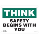 Enseigne «Safety Begins With You» Plastique 10" x 7"