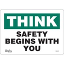 Enseigne «Safety Begins With You» Vinyle 10" x 7"