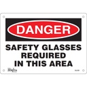 Enseigne «Safety Glasses Required» Plastique 10" x 7"
