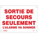 Enseigne «Sortie De Secours» Plastique 10" x 7"