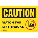 Enseigne «Watch For Lift Trucks» Aluminium 10" x 7"