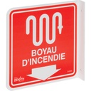Enseigne à projection sur 90° « Boyau d'Incendie » Plastique 8" x 8"