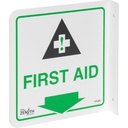 Enseigne à projection sur 90° « First Aid » Plastique 8" x 8"