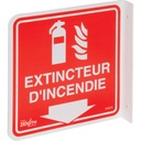 Enseigne à projection sur 90° «Extincteur d'incendie» Plastique 8" x 8"