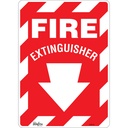 Enseigne avec flèche vers le bas «Fire Extinguisher» Vinyle 10" x 14"